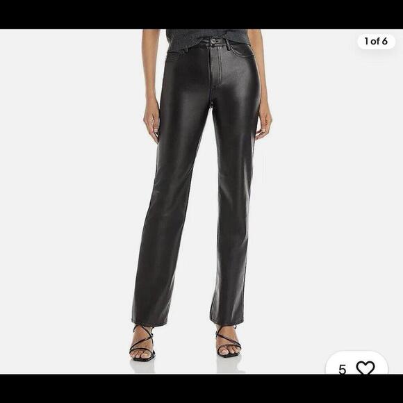 Staud pants womens 8 black faux leather chisel straight leg party designer work - Picture 7 of 7